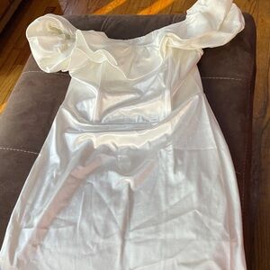 Elegant White Ruffled Dress